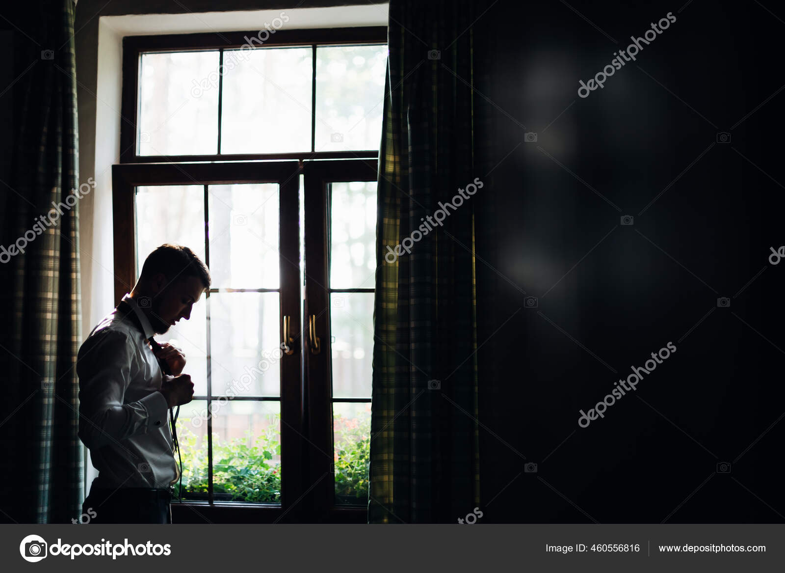 Elegant Bearded Groom Standing Window Businessman Hotel Room Man Window  Stock Photo by ©ivankyryk 460556816